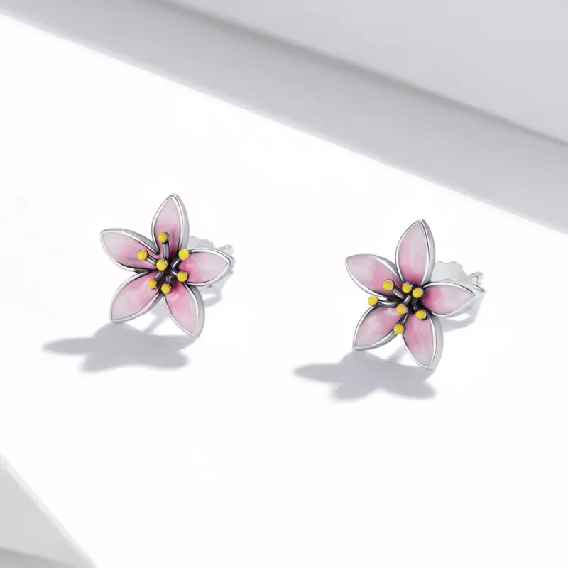 (resim) Pandora Tarzı Pembe Sakura Küpe - SCE1273 - Görüntüle 2