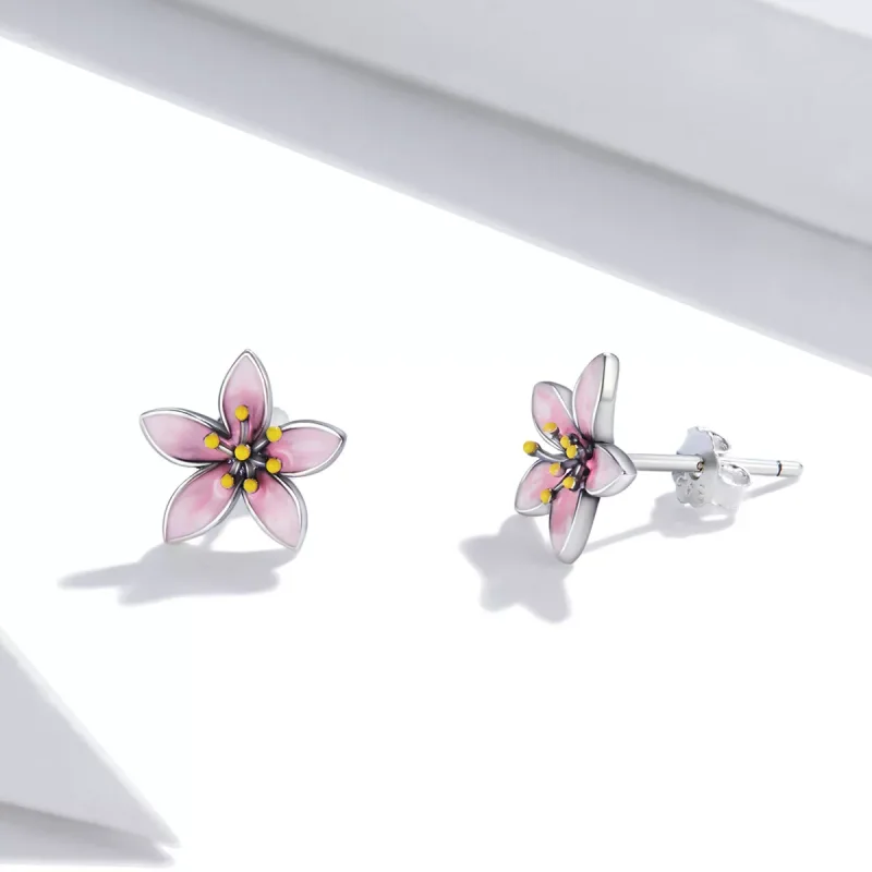 (resim) Pandora Tarzı Pembe Sakura Küpe - SCE1273 - Görüntüle 3