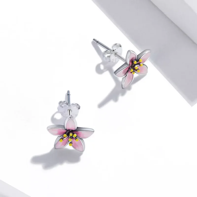 (resim) Pandora Tarzı Pembe Sakura Küpe - SCE1273 - Görüntüle 4
