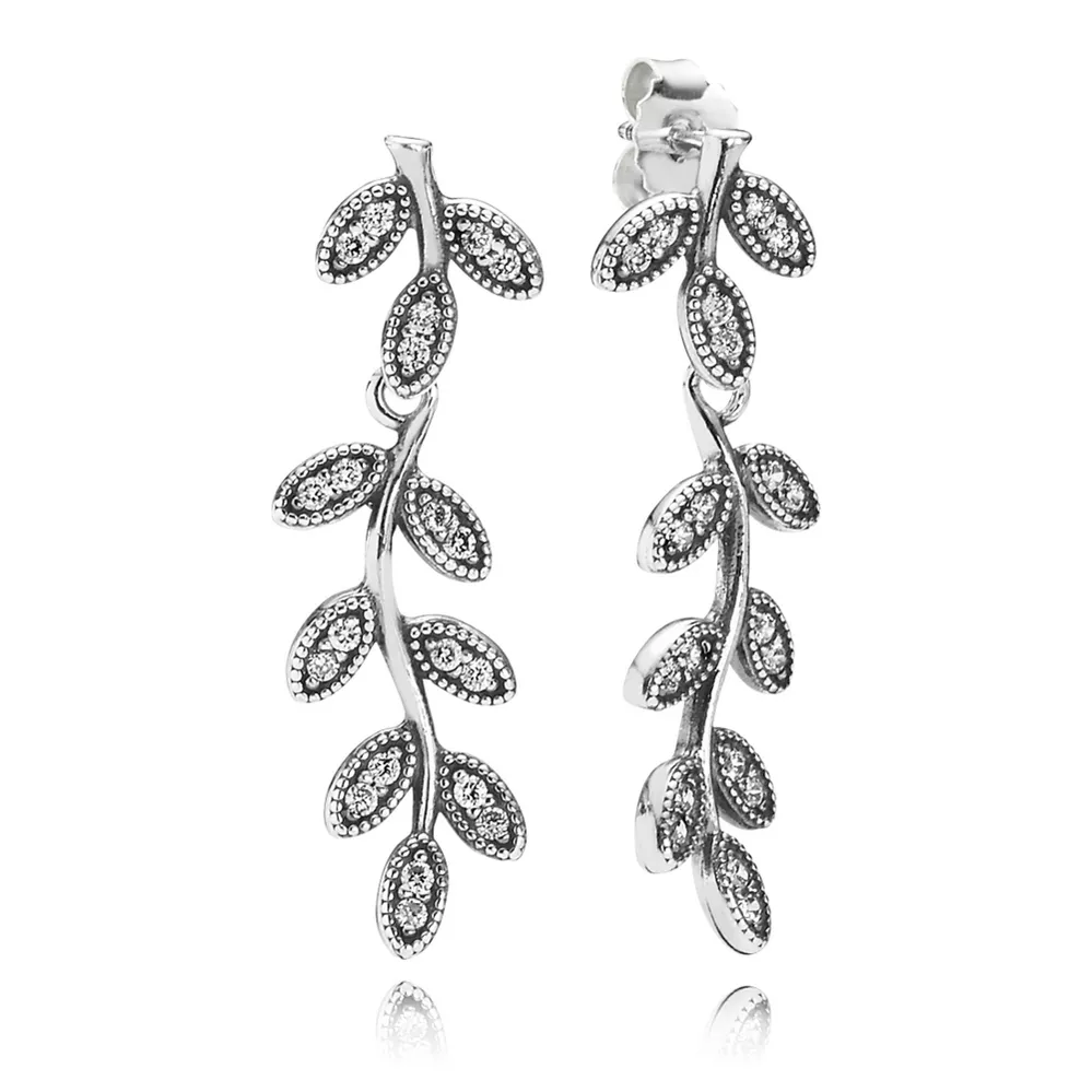 pandora damla küpeler işıltılı yapraklar 290565cz