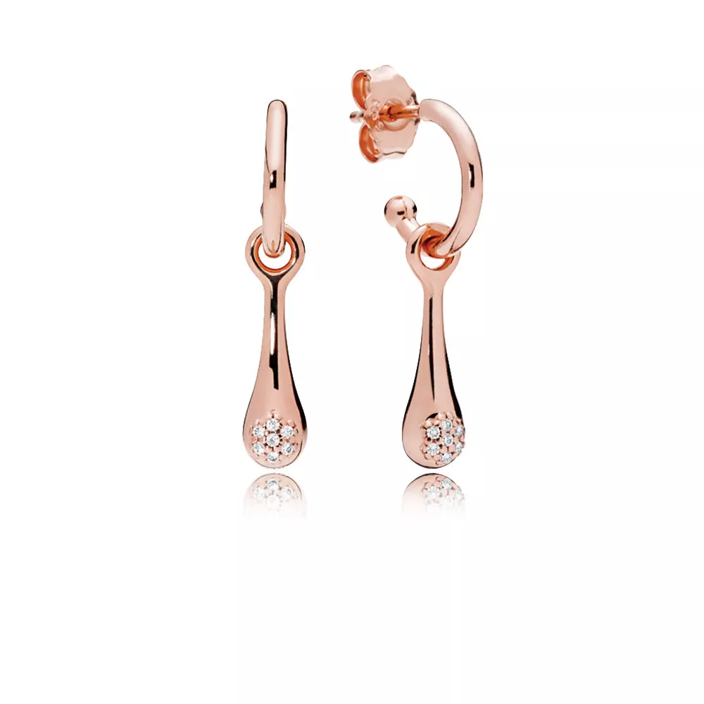 pandora damla küpeler modern lovepods pandora rose earrings with clear cubic zirconia 287357cz