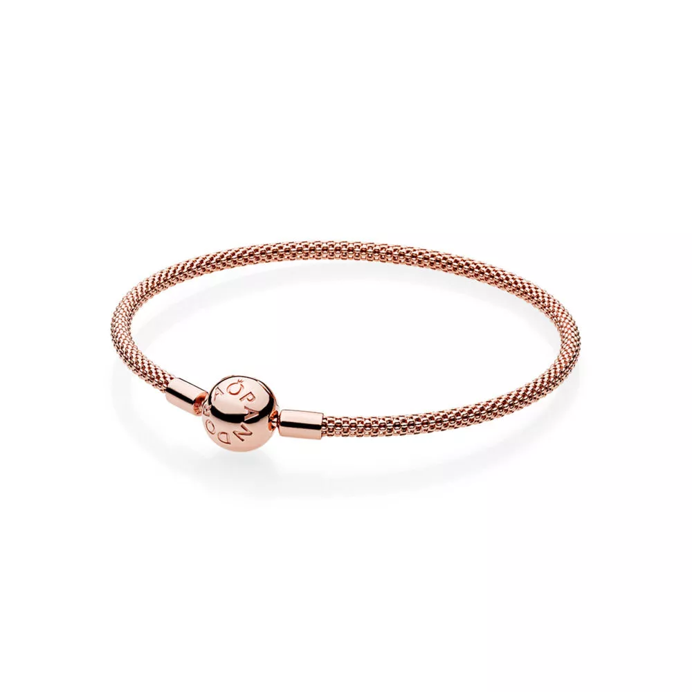 pandora moments pandora rose tel örgü bileklik 586543