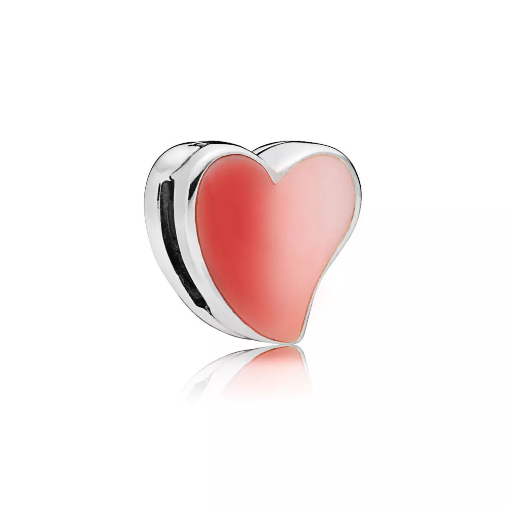 pandora clip asimetrik pembe kalp 797809enmx
