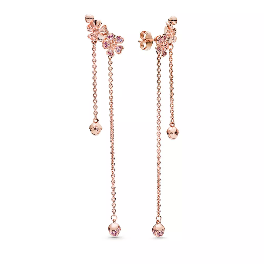 pandora damla küpeler flower pandora rose earrings with cerise rose pink crystal pink cz and pink synthetic sapphire and detach