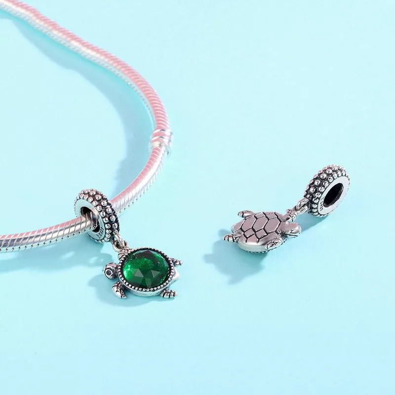 (resim) Pandora tarzı yeşil kaplumbağa Sallantılı Charm - SCC281 - Görüntüle 2