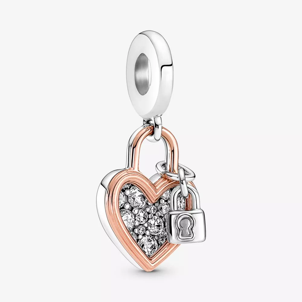 pandora kalp kilitli çift asma charm 780087c01