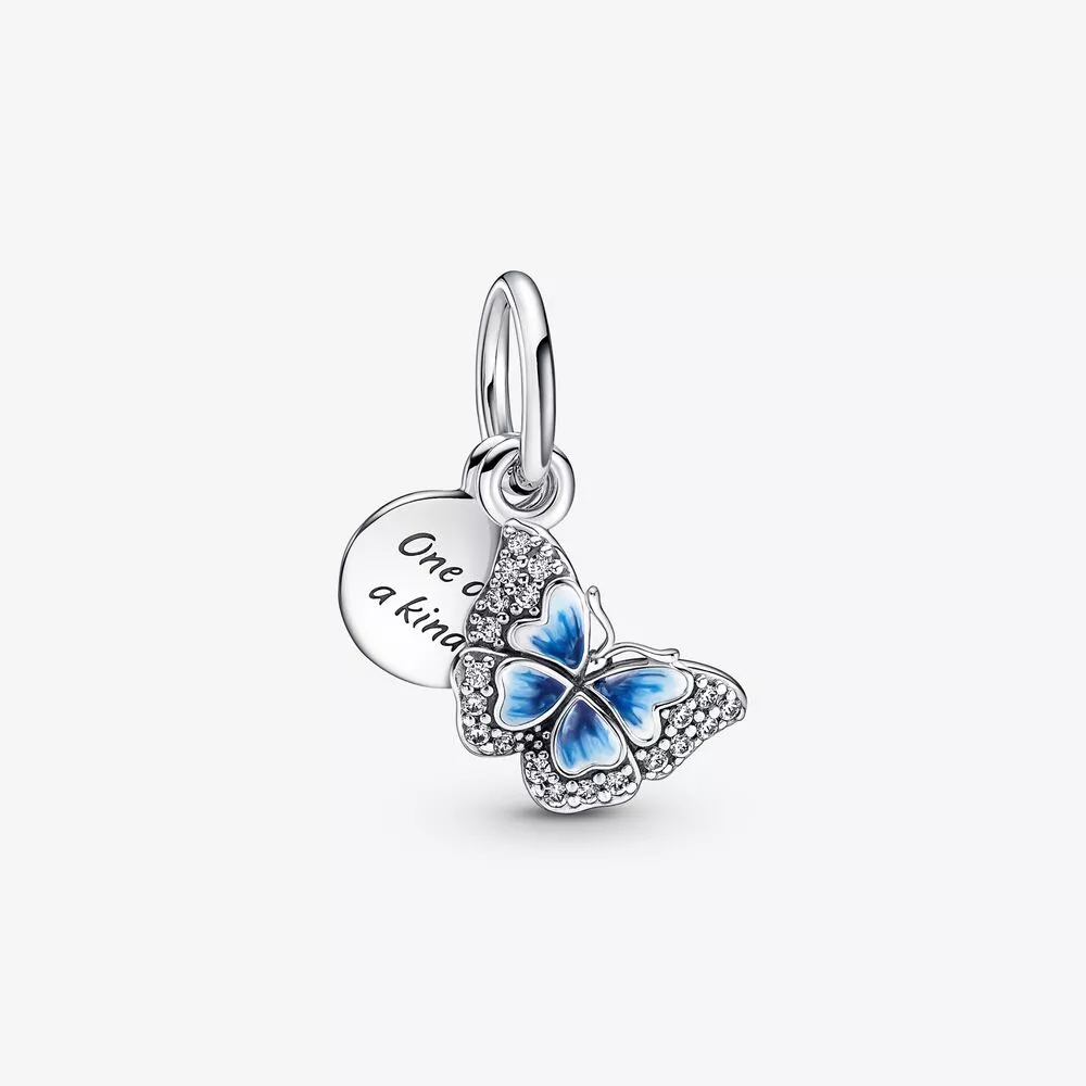 pandora mavi kelebek ve alıntı çift sallantılı süs 790757c01