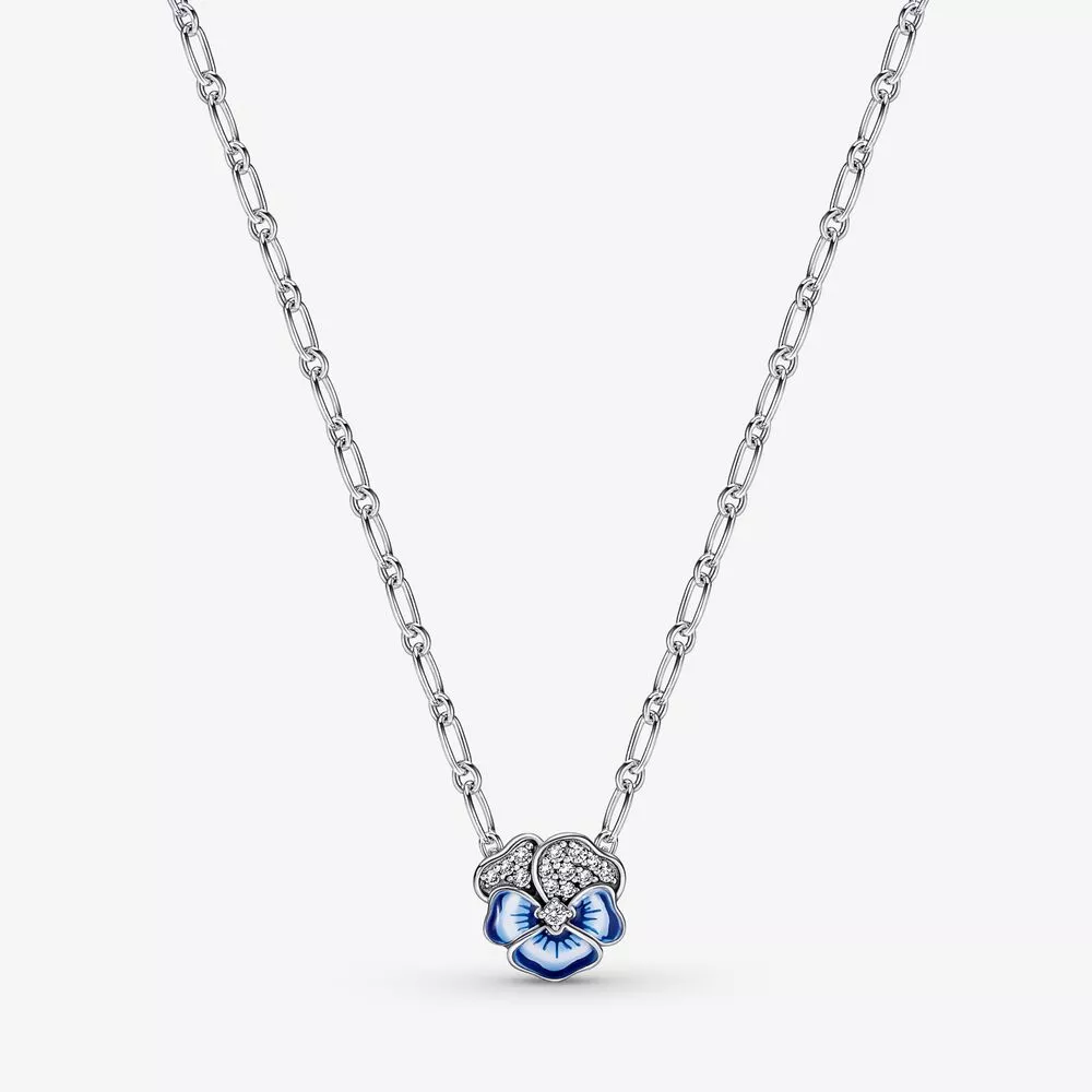 pandora mavi papatya çiçeği kolye 390770c01