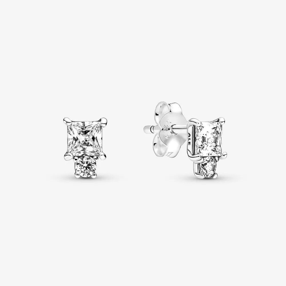 pandora parlak yuvarlak & kare küpe 290036c01