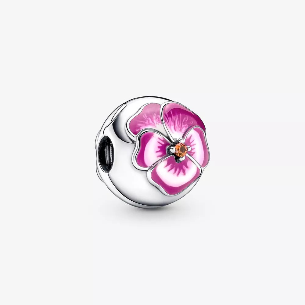 pandora pembe pansy çiçeği klipsi charm 790772c01