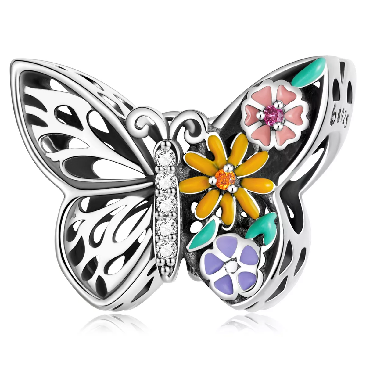 pandora stil çiçek kelebek kolye bsc588