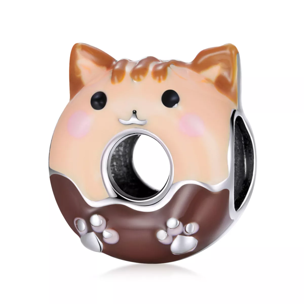pandora stili kedi donut şanslı kolye scc1877