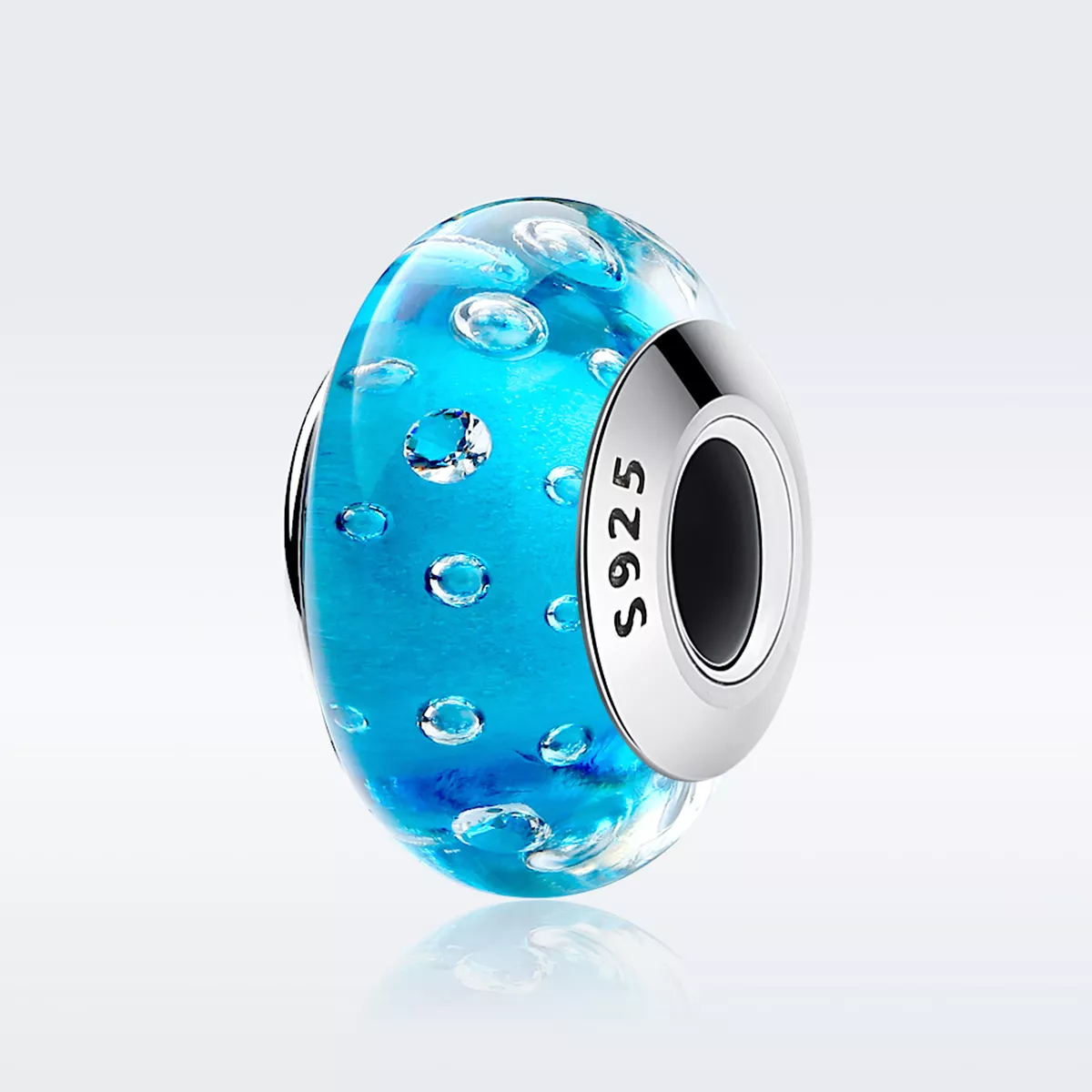 pandora stili mavi trend i̇plikli murano camı şans yüzüğü scz029