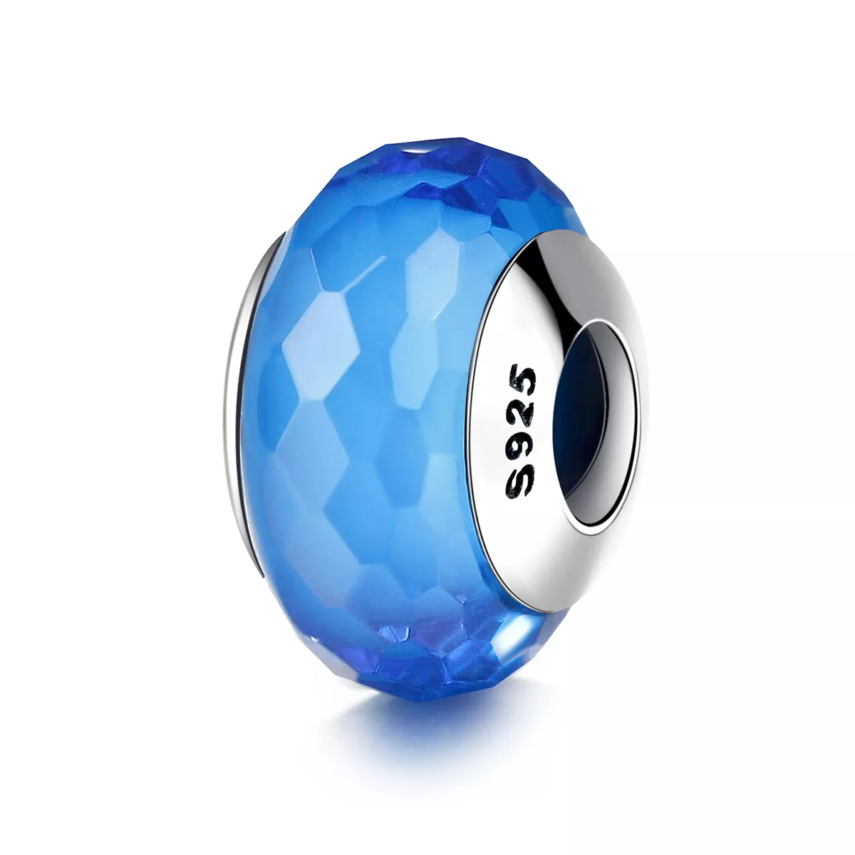 pandora stili mavi yüzeyli murano cam boncuk şanslı takı scz037