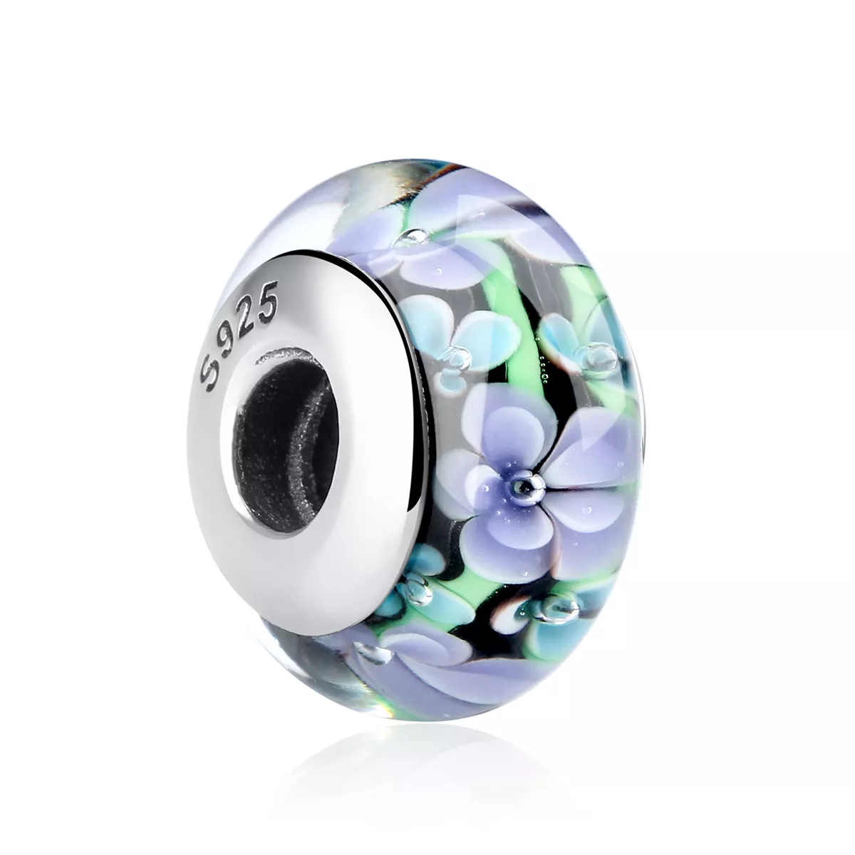 pandora stili mor çiçekler murano cam boncuk scz009