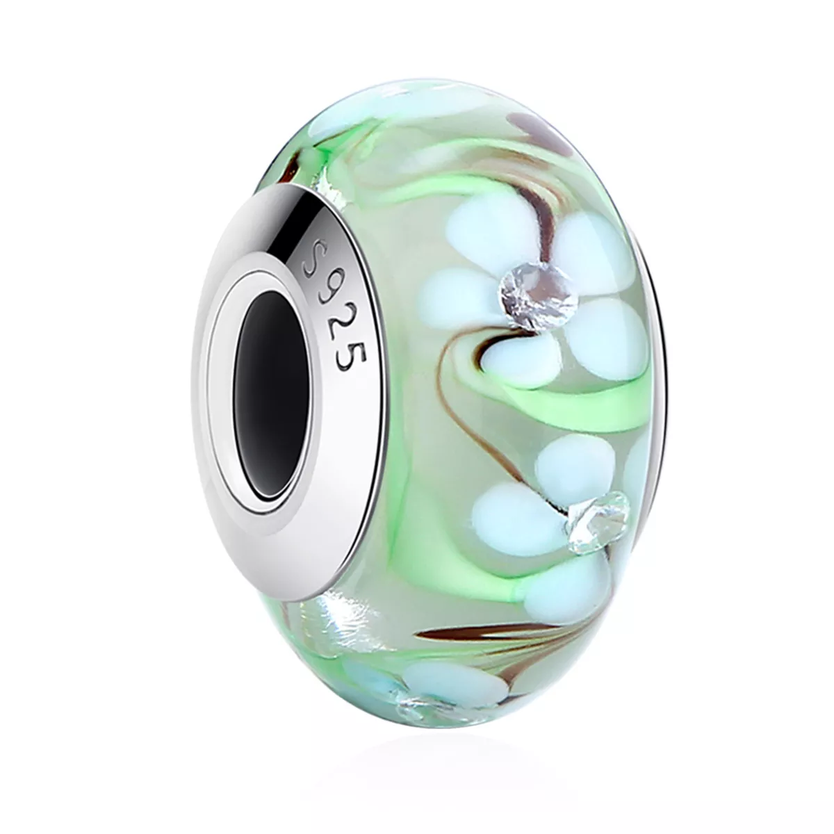 pandora stili çiçekler murano cam kolye scz020