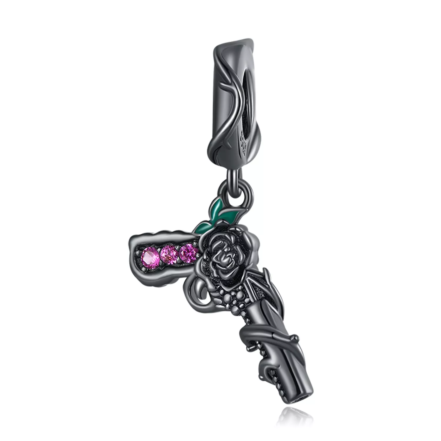 pandora stil gül pistol sallantılı küpe scc2241