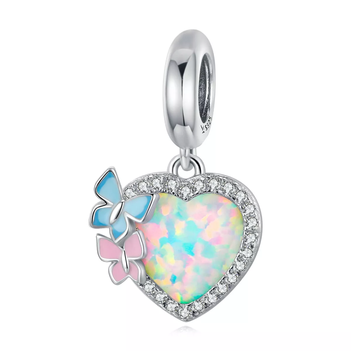 pandora stili opal kalp kelebek sallantılı scc2101