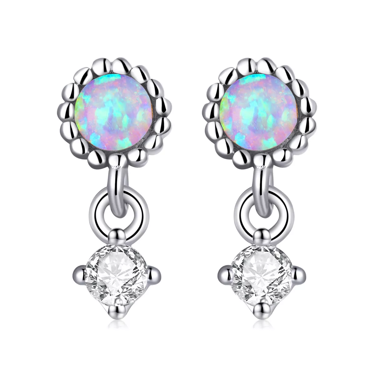 pandora stili basit opal asılı küpe sce1382