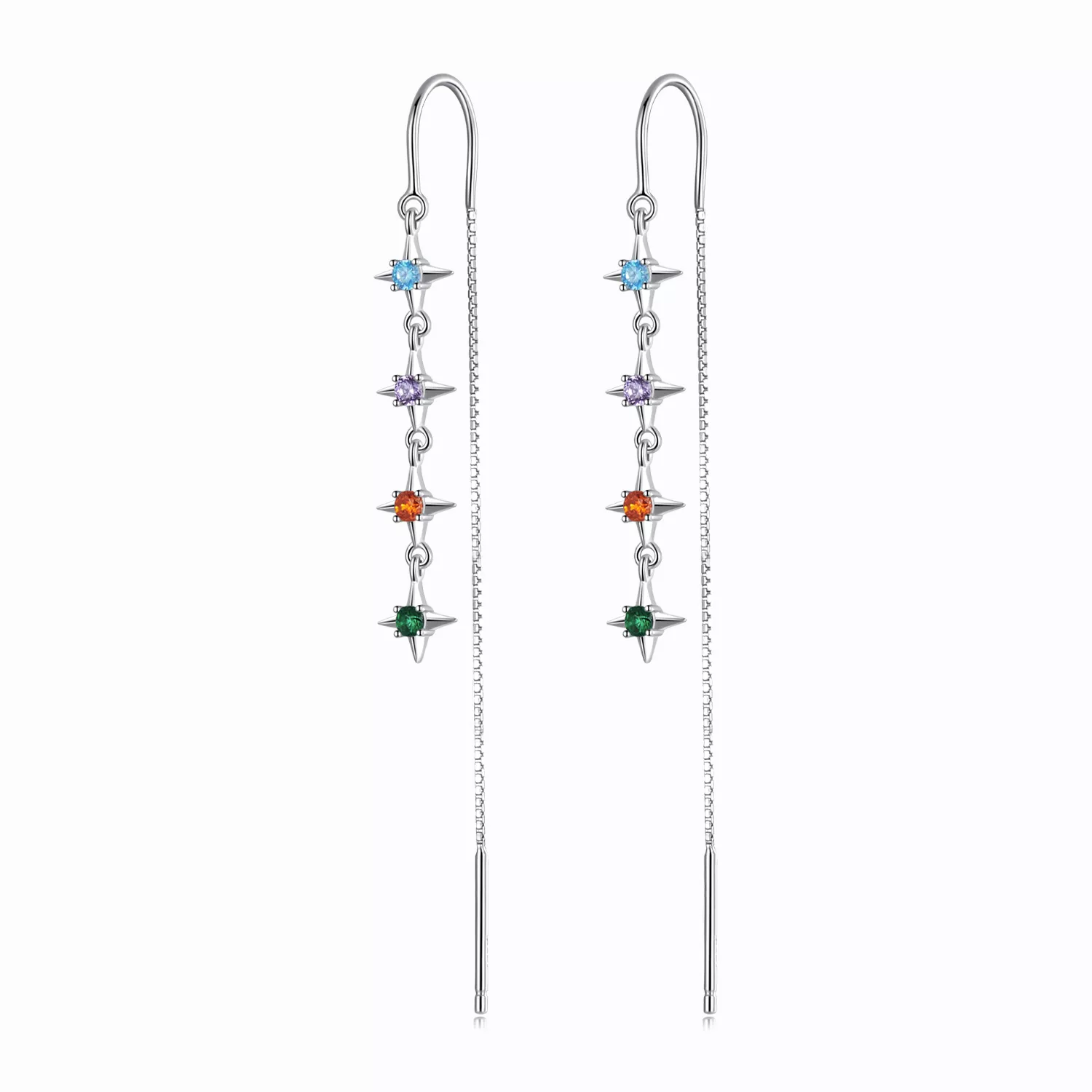 pandora stili yıldızlı zirkonyum asılı küpe sce1420