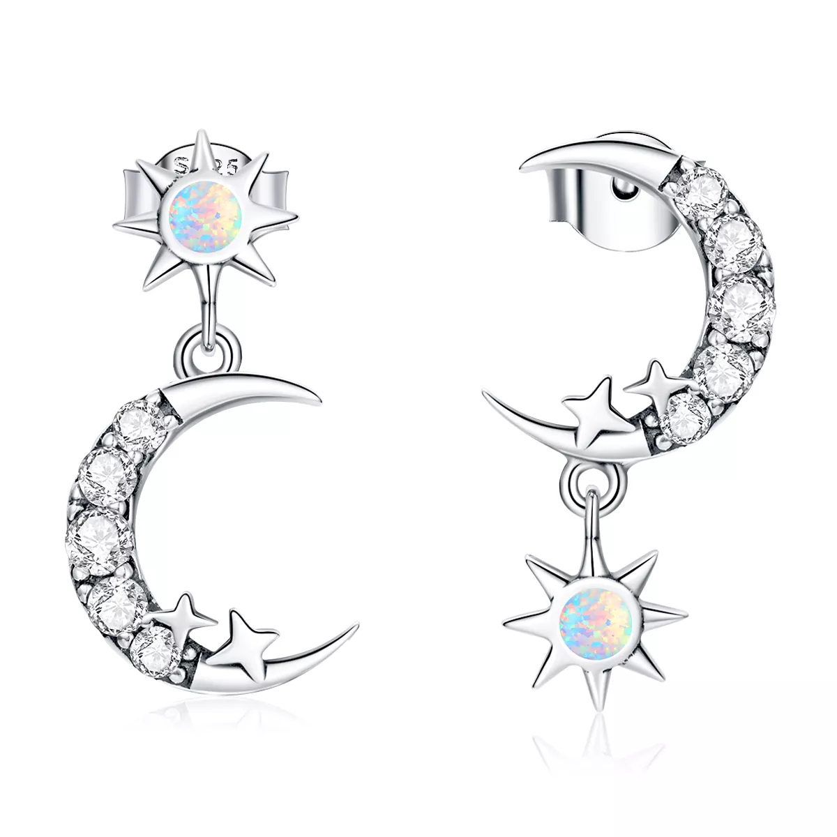 pandora stilinde yıldızlar ve ay şeklinde asılı küpeler sce1239