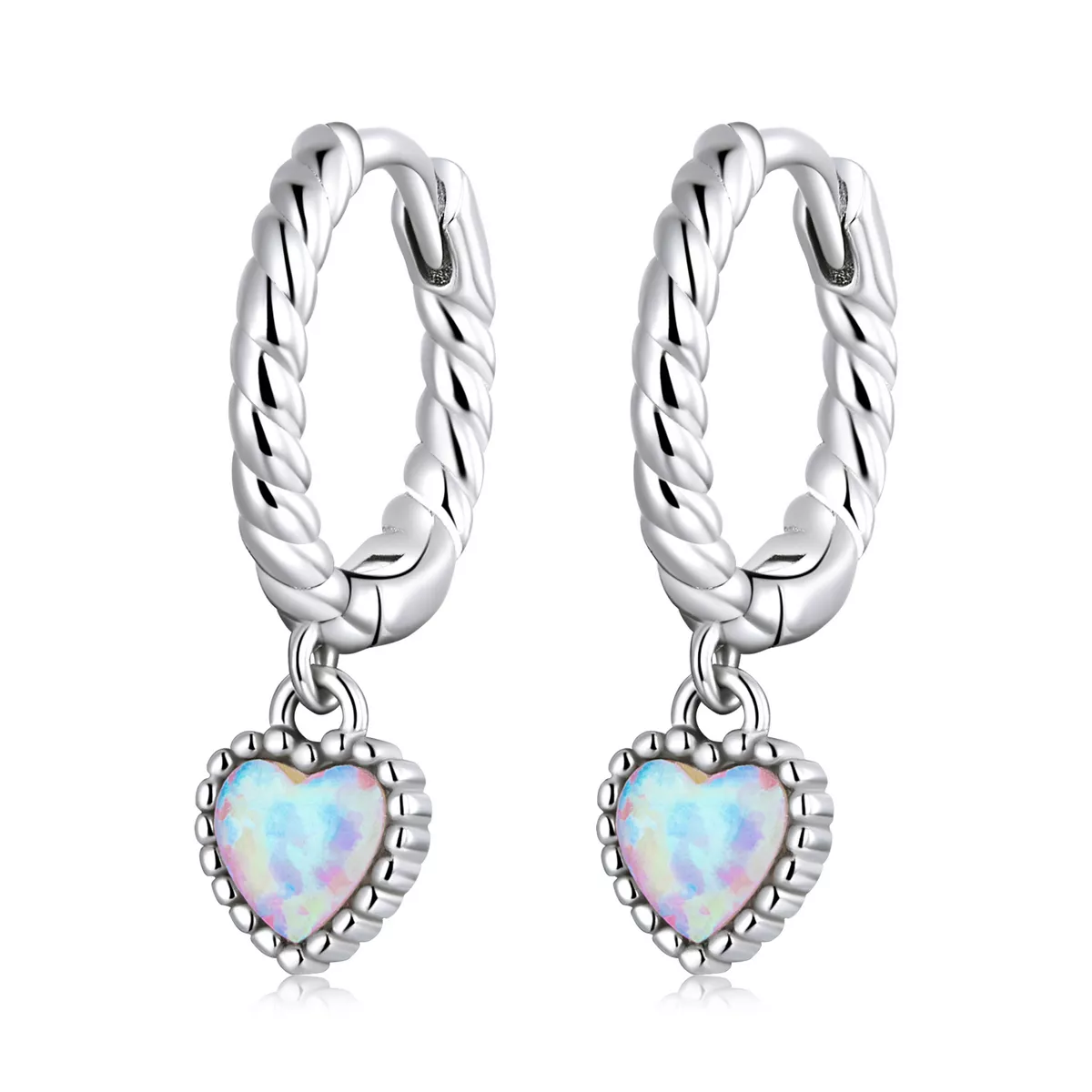 pandora tarzı opal aşk hoop küpeler sce1385