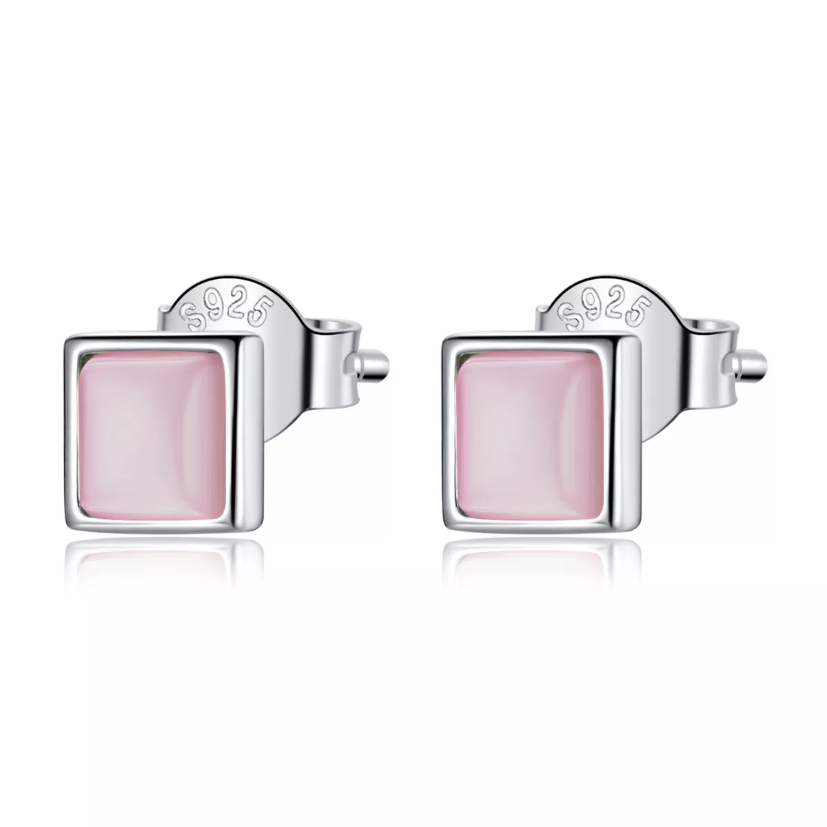 pandora stili basit geometri pembe kedi gözü küpe sce1269 pk