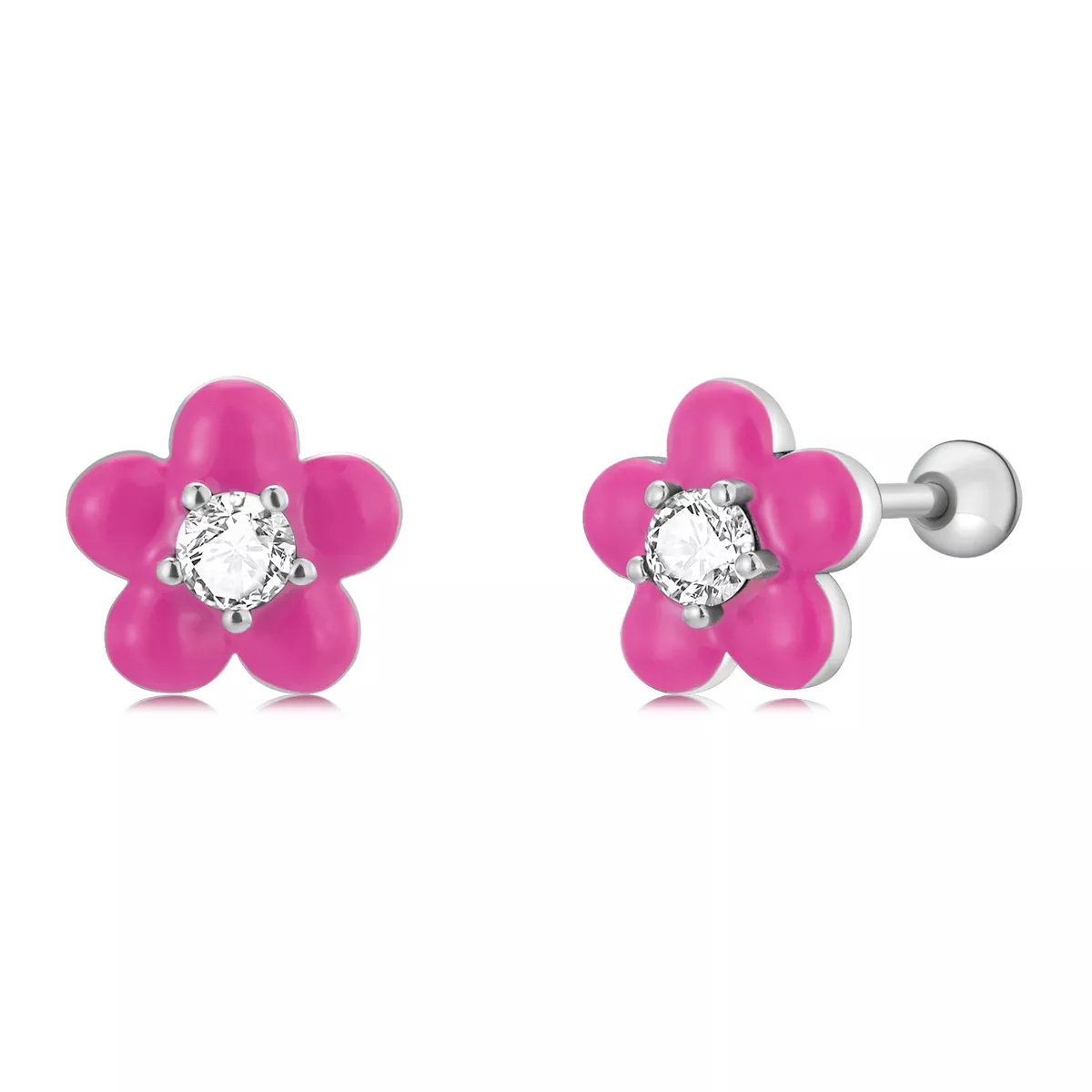 pandora stili florasan pembe çiçekli küpe sce1353