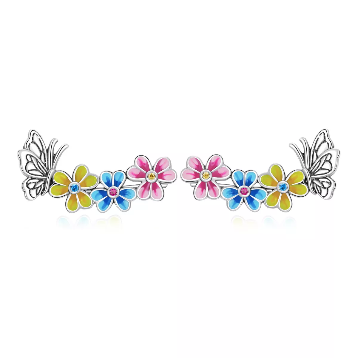pandora stili kelebek çiçek küpe sce1393