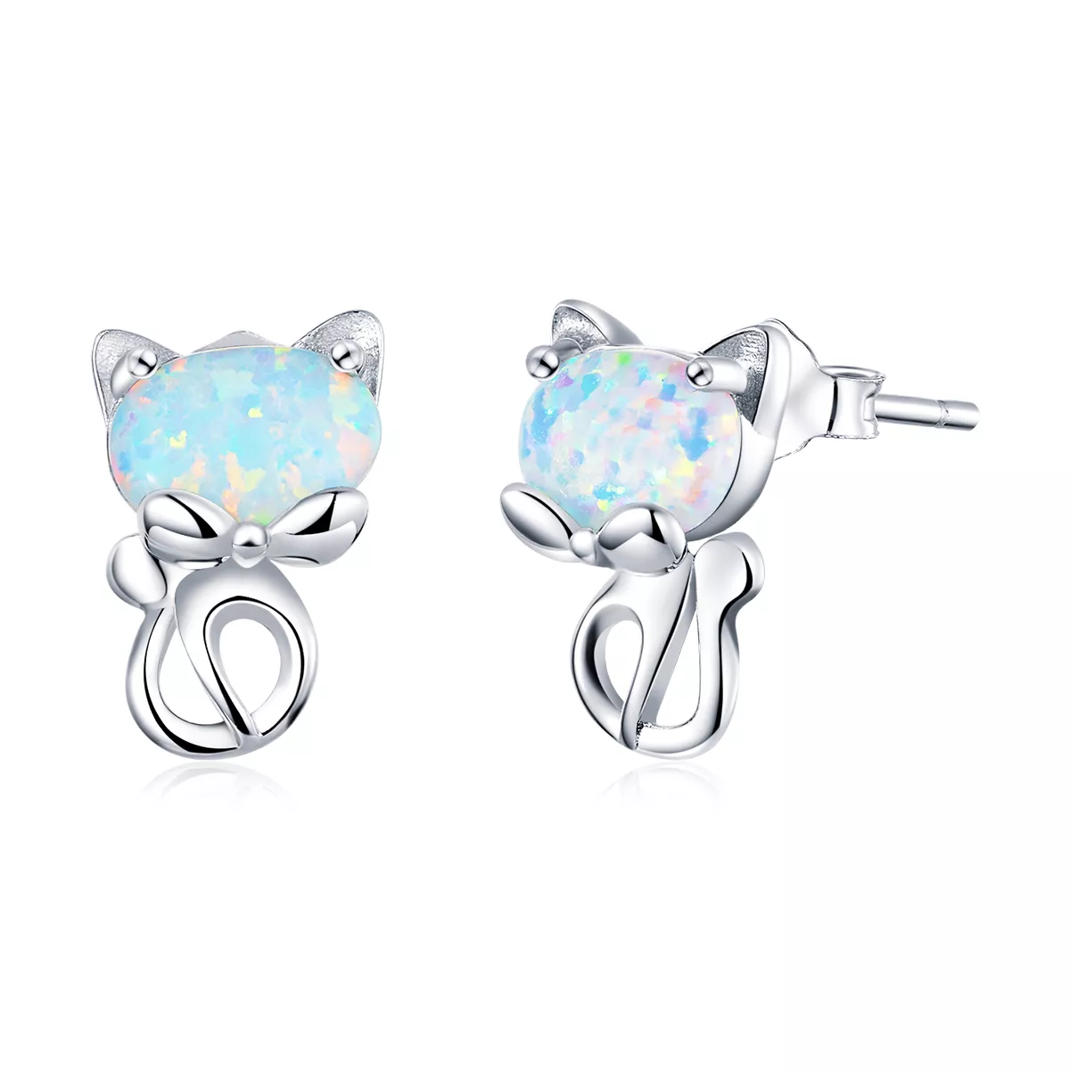 pandora stili opal sevimli kedi küpe sce828