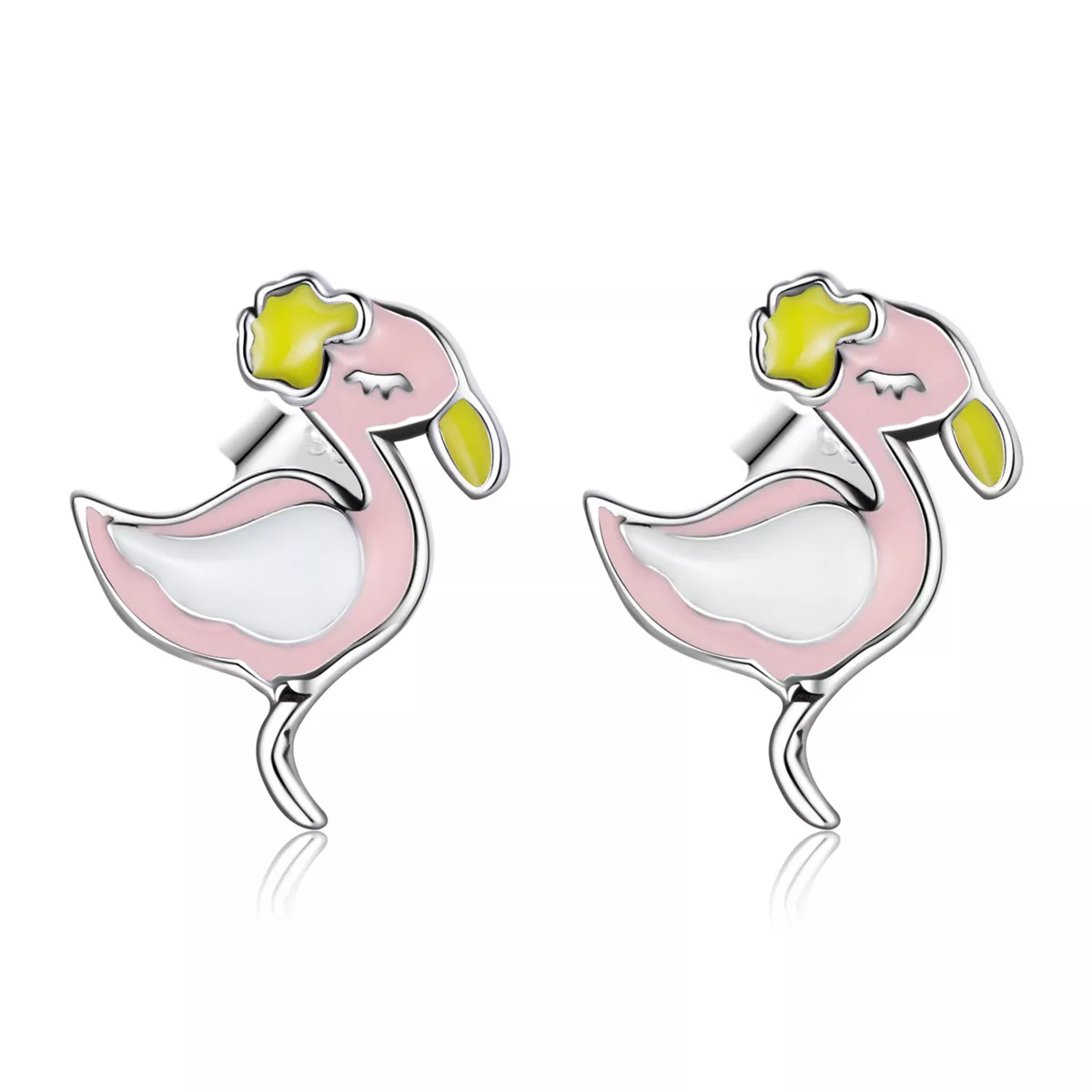 pandora stili pembe flamingo küpe sce1276
