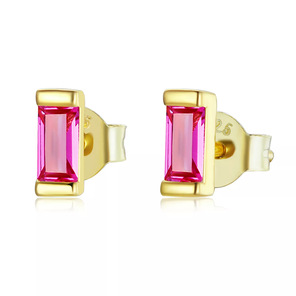 pandora stili renkli kübik zirkonyum pembe küpe sce1241 or