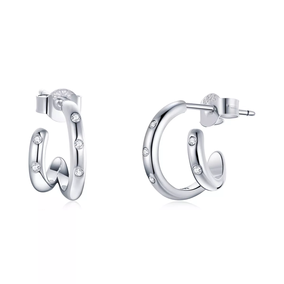 pandora stili çift daireden oluşan küpe bse494