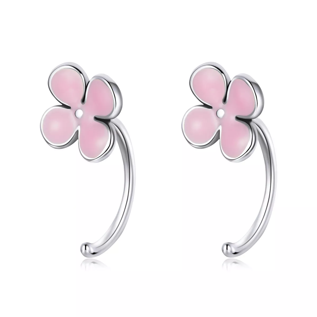 pandora tarzı pembe çiçekli küpe sce1286