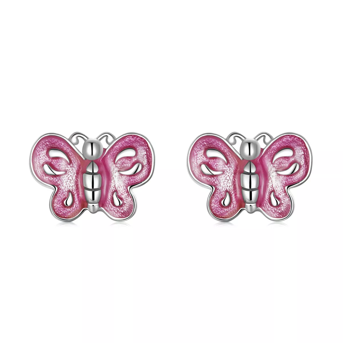 pandora tarzında pembe kelebek küpe sce1344