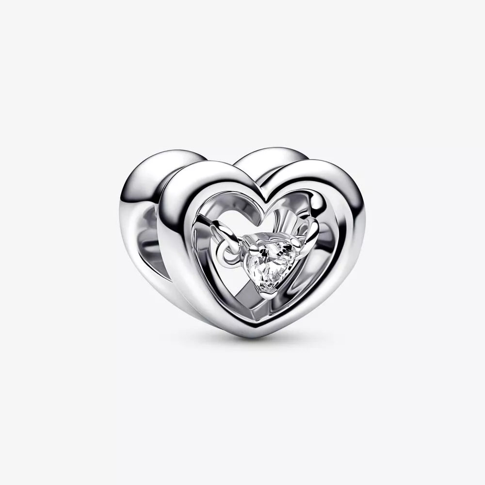 pandora işıltılı kalp ve yüzen taş süs 792493c01
