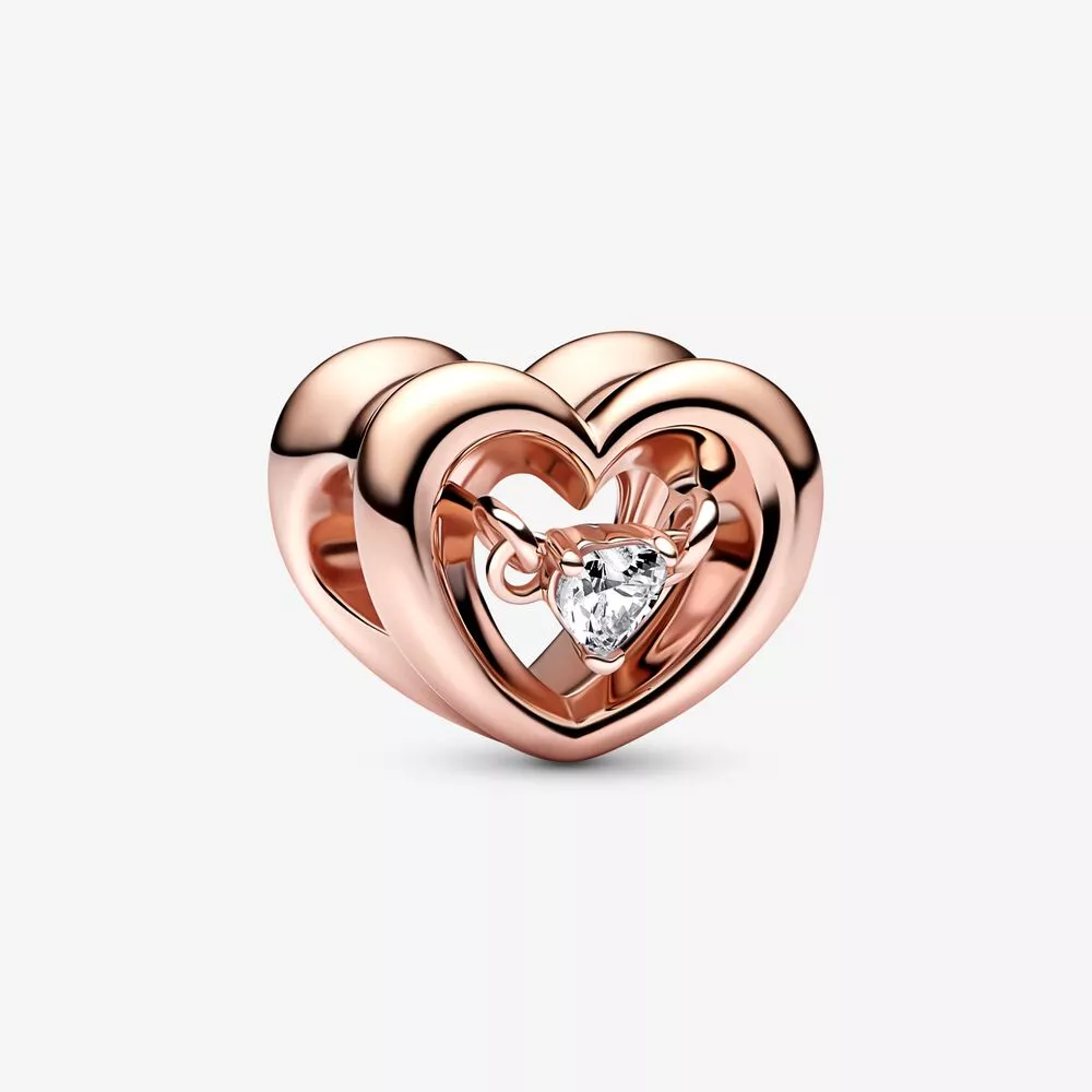 pandora işıltılı kalp & yüzen taş süs 782493c01