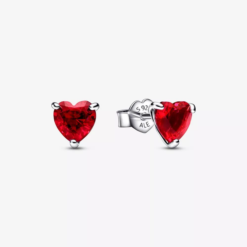 pandora kırmızı kalp küpe 292549c01