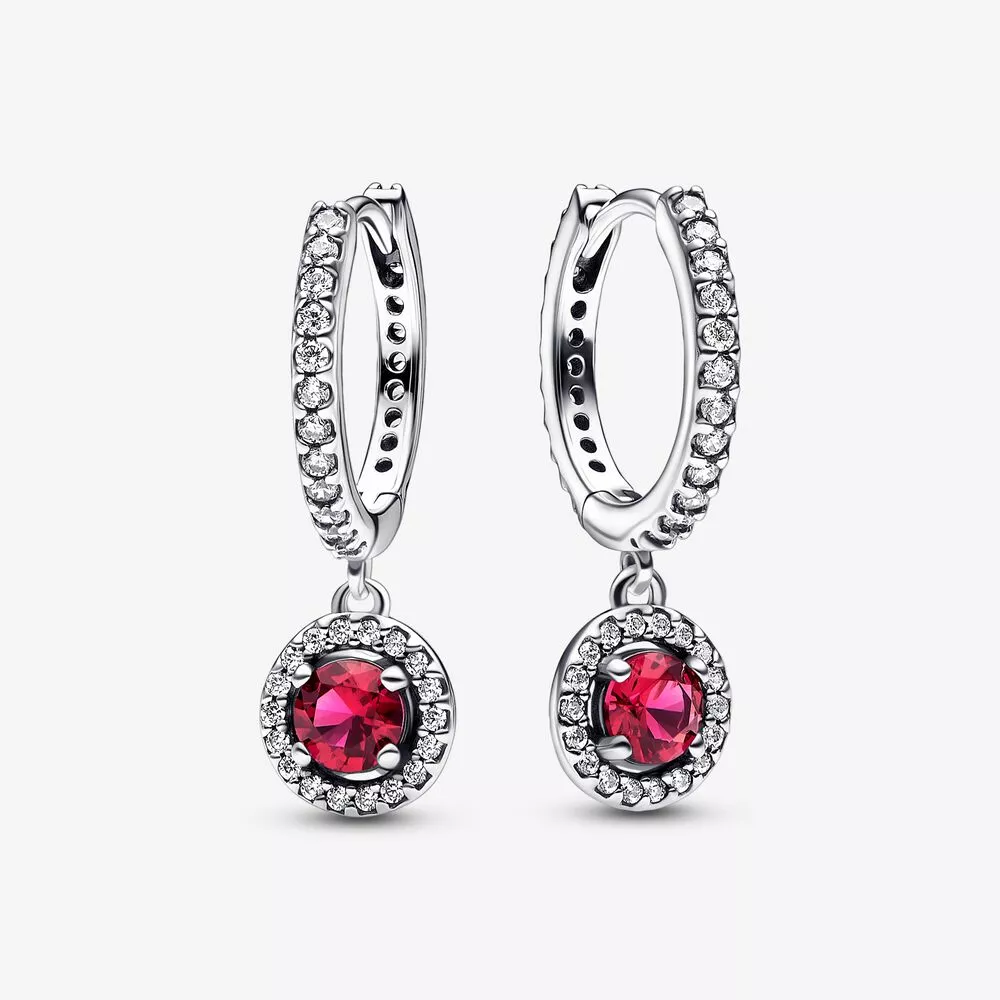 pandora kırmızı yuvarlak parıldayan halka küpe 292379c01