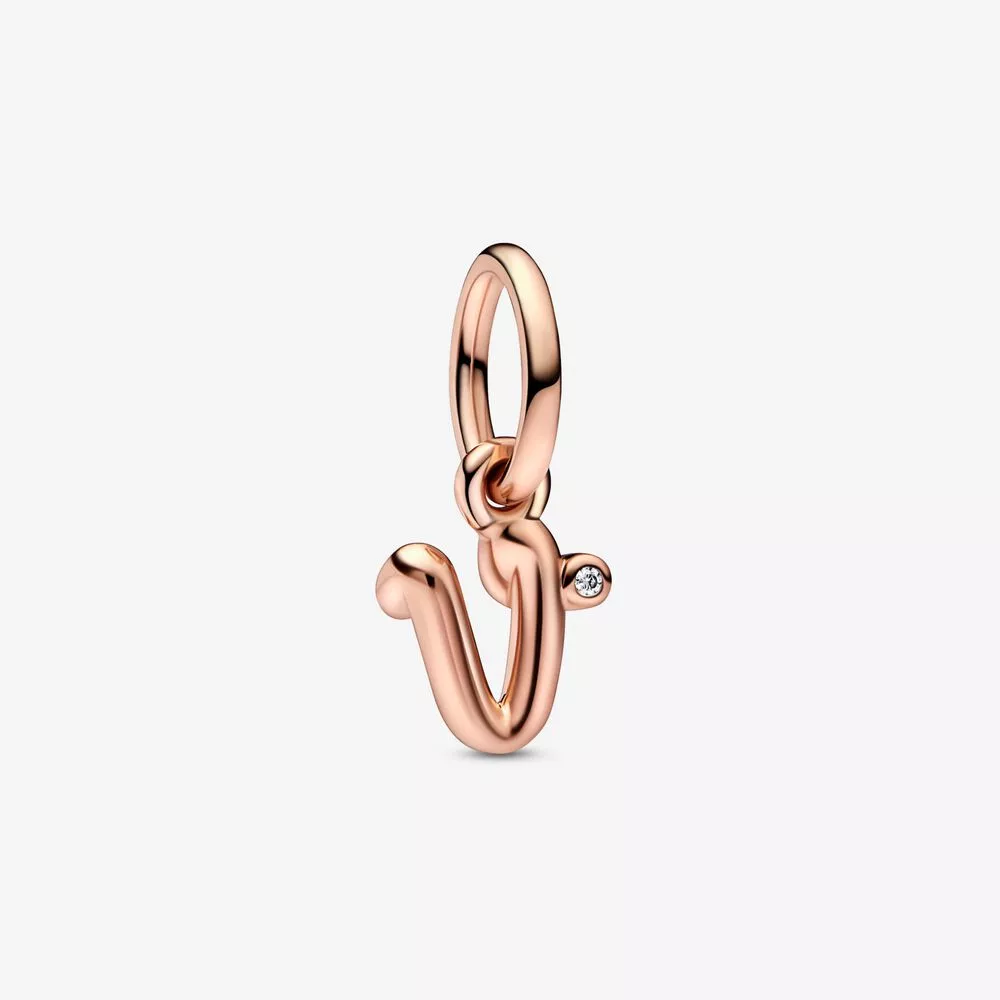 pandora letter v script alfabesi asılı kolye 782480c01