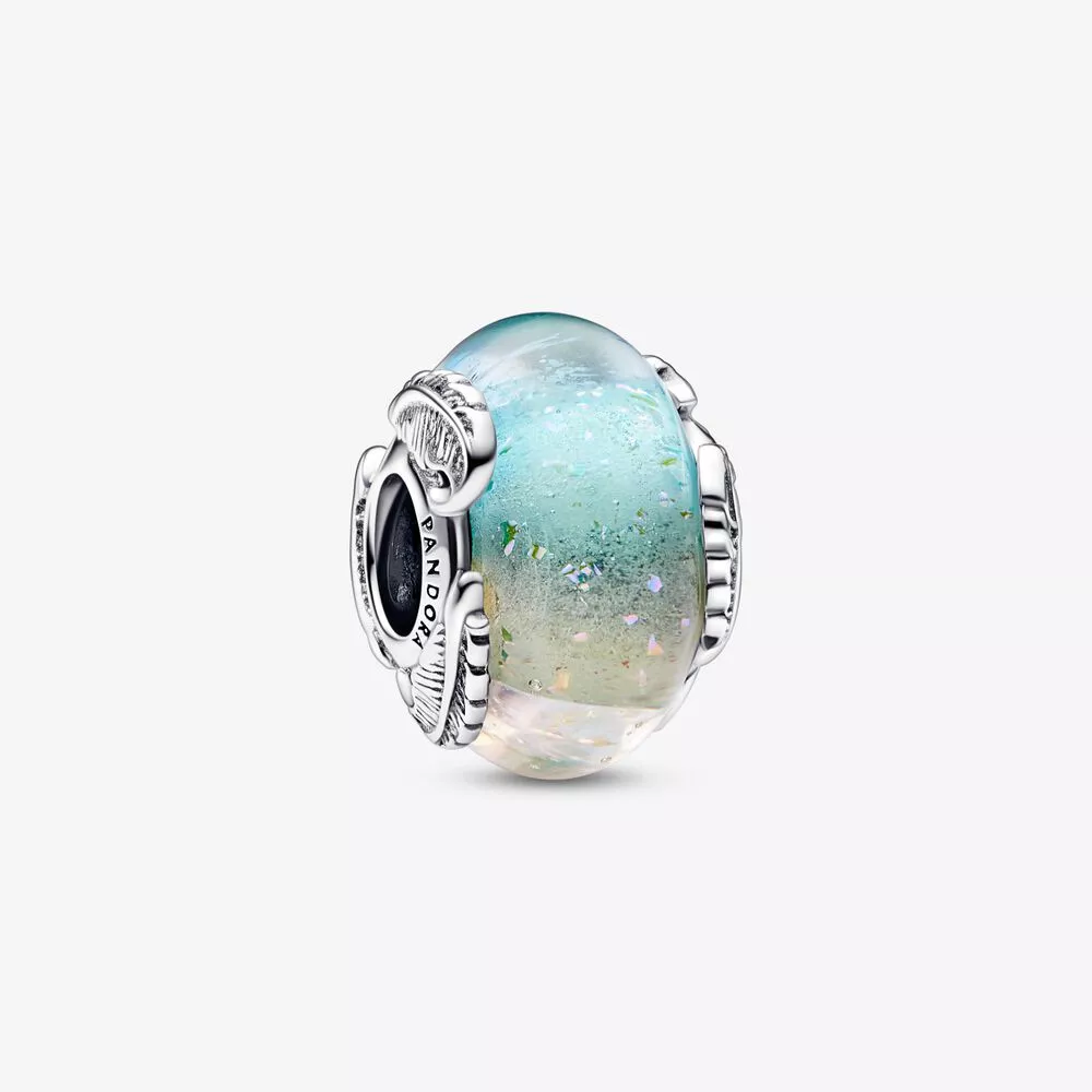 pandora multicolour murano cam & kıvrımlı tüy şanslılık bileklik süsü 792577c00