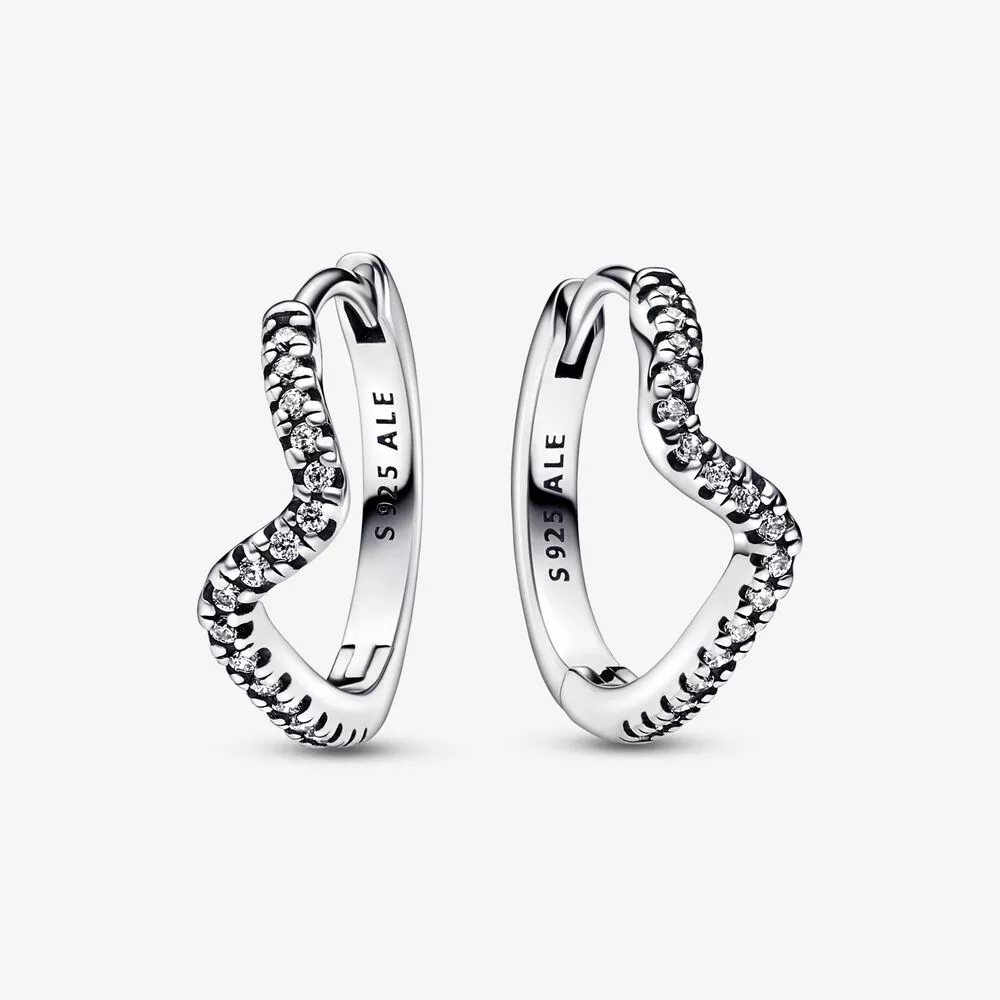 pandora parlayan dalga hoop küpeler 292545c01