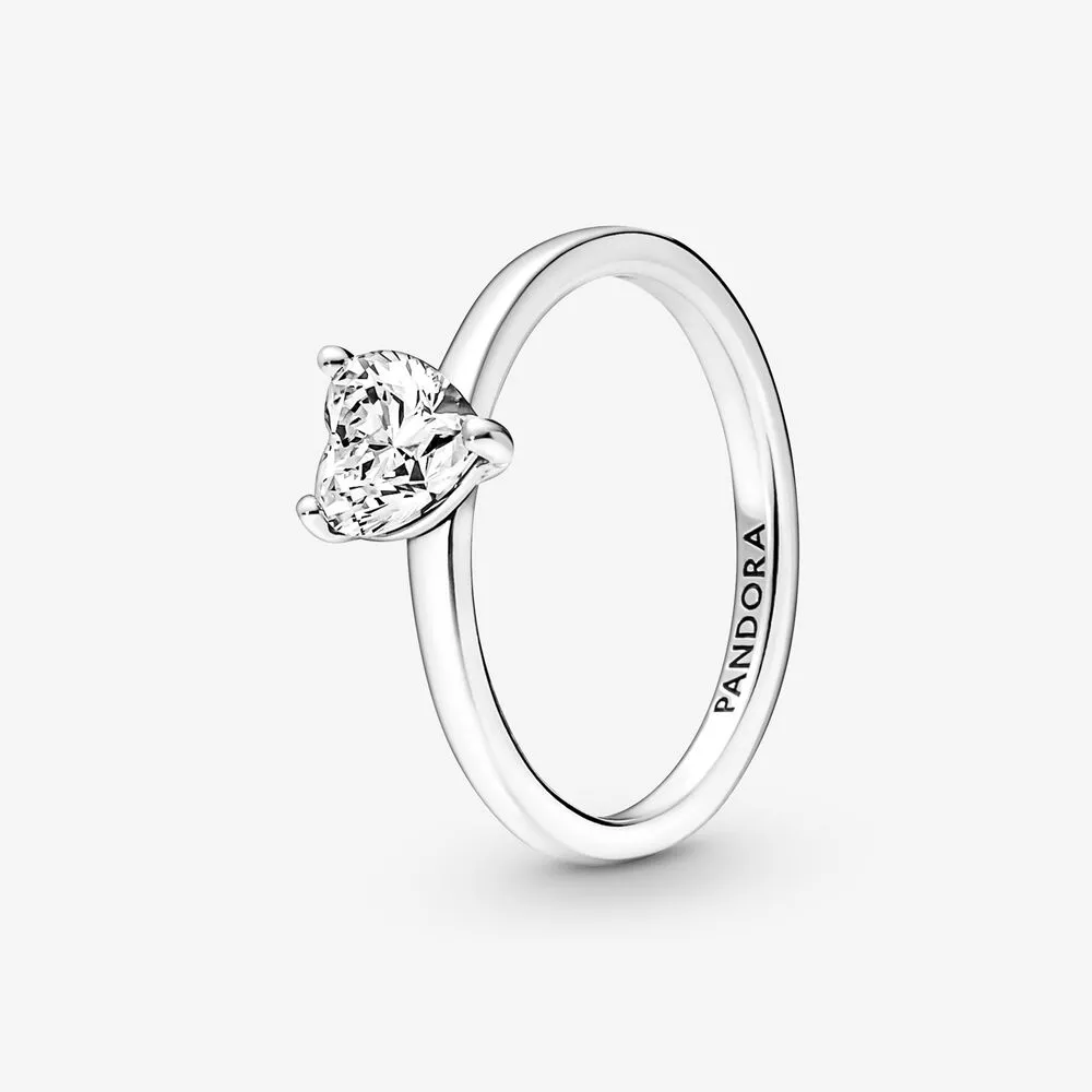 pandora parlayan kalp tektaş yüzük 191165c01