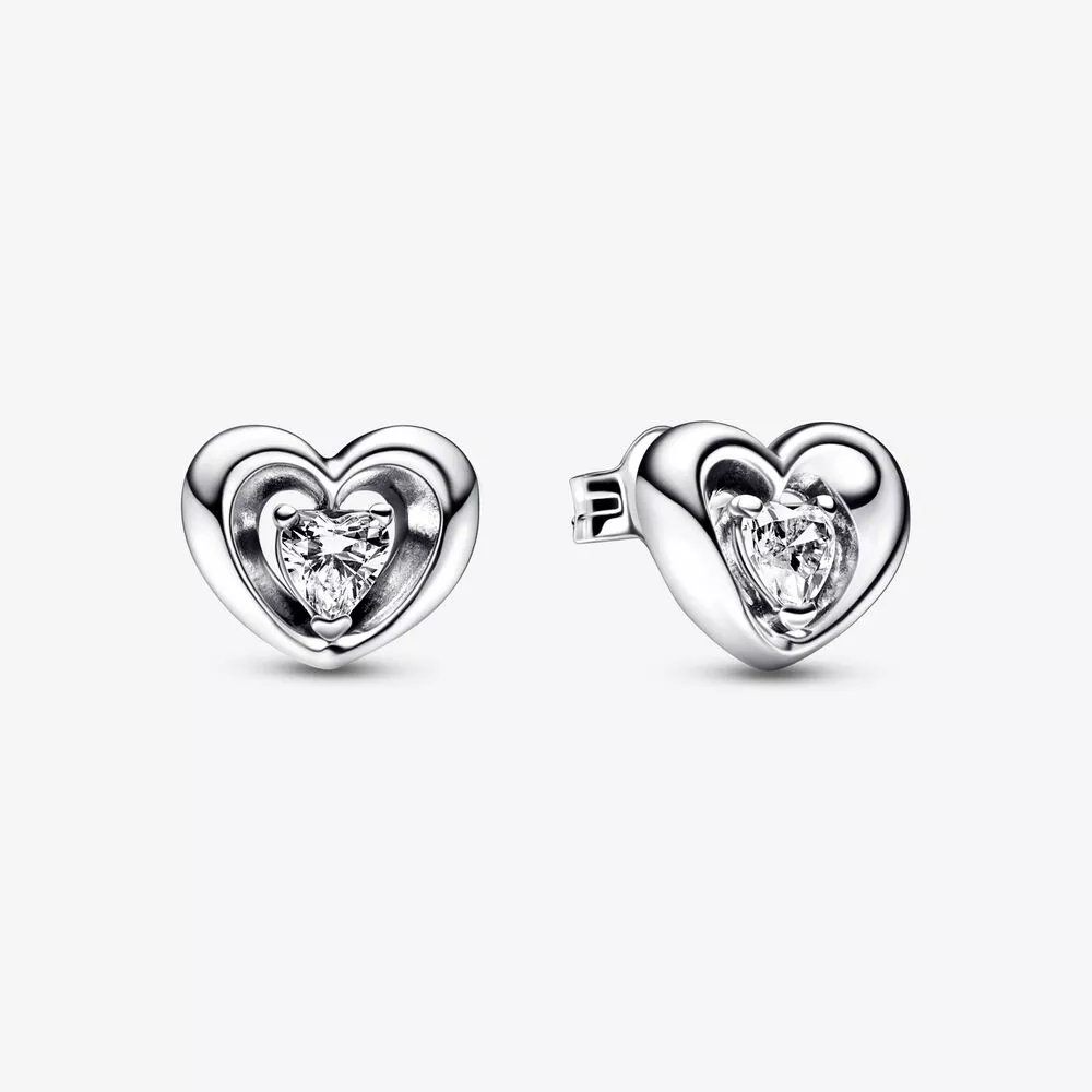 pandora parlayan kalp & yüzen taş küpeler 292500c01