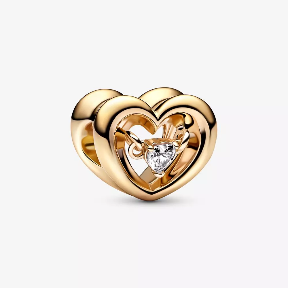 pandora yansıtıcı kalp ve yüzen taşlı küpe 762493c01