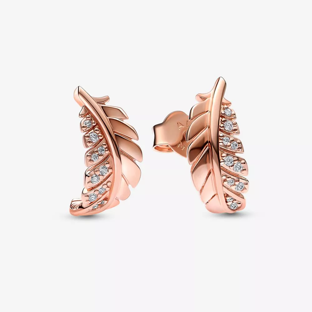 pandora yüzen kavisli tüy küpe 282574c01