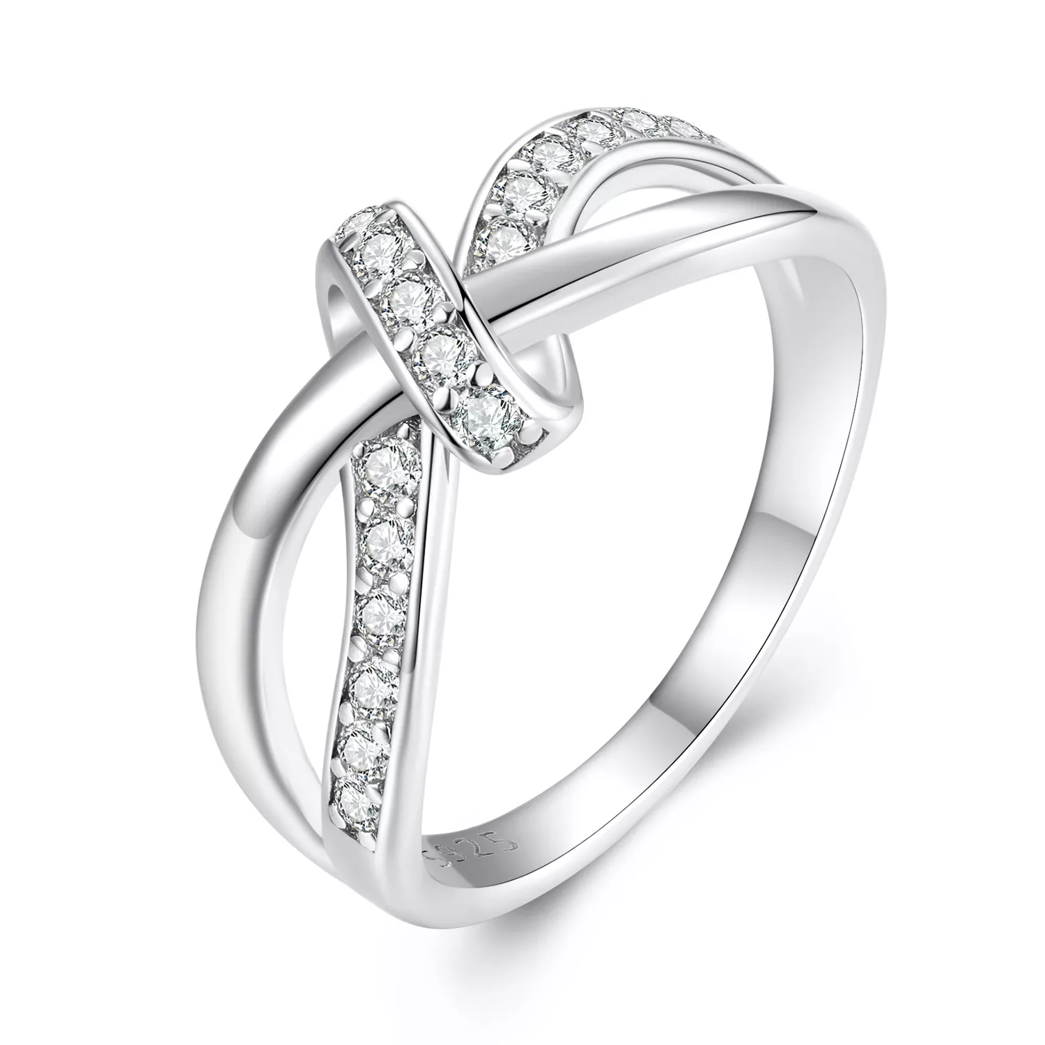 pandora stili çapraz sargılı moissanite yüzük msr031