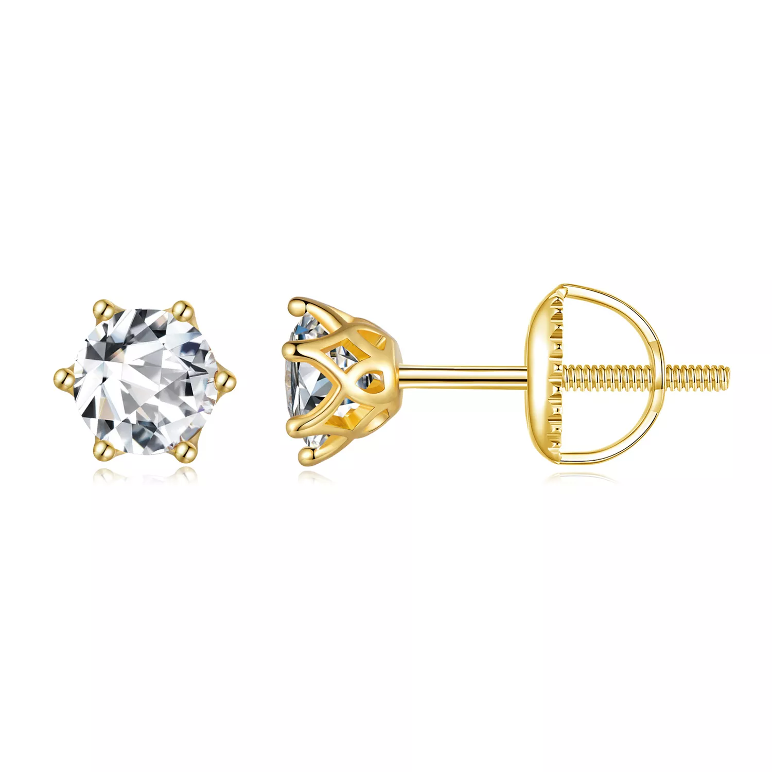 pandora tarzı altın kaplama 0.5 karat altı pençeli moissanite küpe mse004 bs