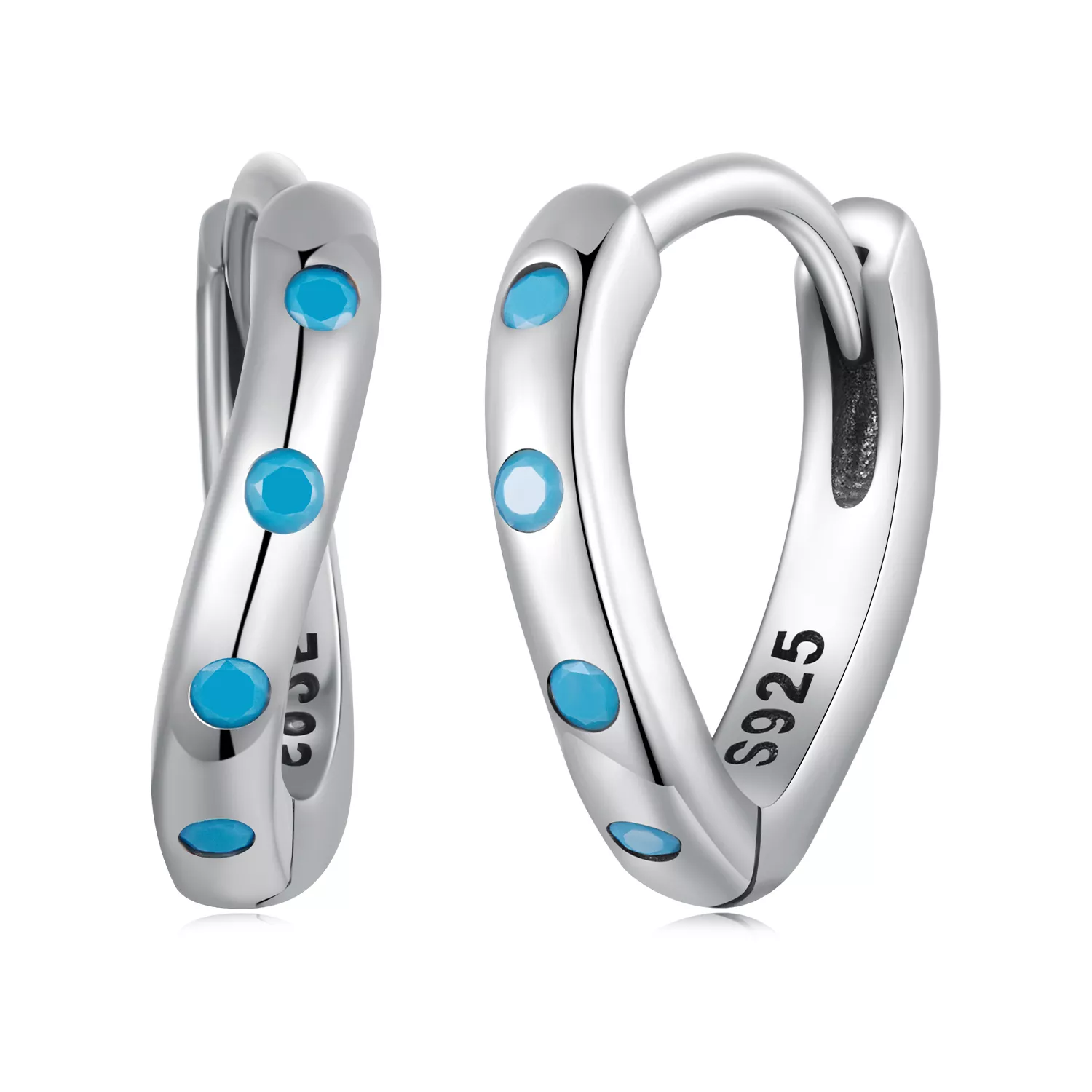 pandora tarzı dalga hoop küpeler sce1593
