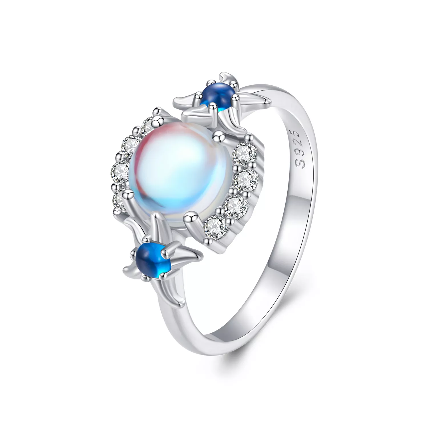 pandora tarzı olan büyüleyici gradient moonstone denizyıldızı yüzük bsr446